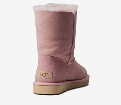 Pre-owned Ugg Bailey Flat Zip Short Boots Shell Pink Twinface Sheepskin Genuine Fur Sz 11