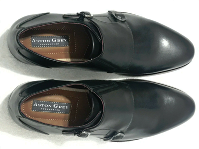 Pre-owned Aston Grey Collection Kedaeri Monk Strap Slip-on Men's Shoes Size 11.5 Us Black. In Gray