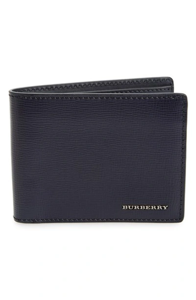 Burberry 'new London' Calfskin Bifold Leather Wallet In Dark Navy