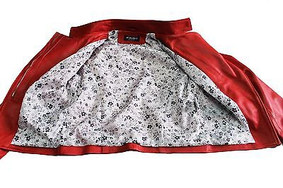 Pre-owned Handmade Italian  Women Lambskin Leather Jacket Slim Fit Asymmetric Red Size Xl
