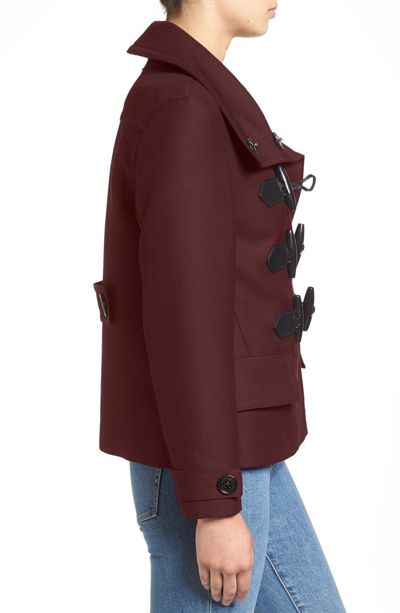 Pre-owned Burberry Brit Craysmoore Toogle Gabardine Peacoat Deep Claret $1295 2, 6, 12 In Red