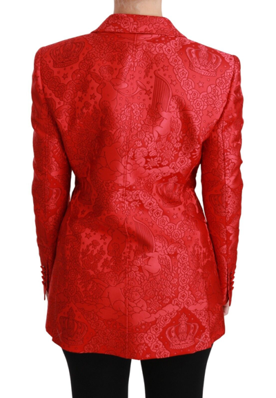 Pre-owned Dolce & Gabbana Red Floral Angel Blazer Coat Jacket It46 / Us12 / L Rrp $3000