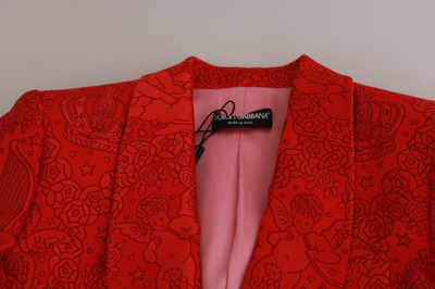 Pre-owned Dolce & Gabbana Red Floral Angel Blazer Coat Jacket It46 / Us12 / L Rrp $3000