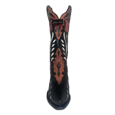 Pre-owned Dan Post ® Ladies Alyssia Distressed Floral Black Snip Toe Boots Dp4350