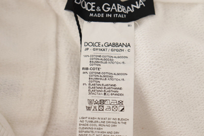 Pre-owned Dolce & Gabbana Pants White Cotton Logo Patch Sweatpants Jogging S. It50 / L