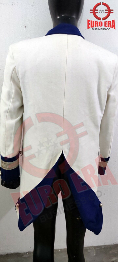 Pre-owned Euro Era Napoleonic Spanish Staff Officer Frock Coat With Vest In All Sizes In White & Royal Blue
