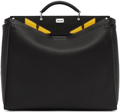 Fendi Men's Monster Eyes Peekaboo Bag, Black/yellow