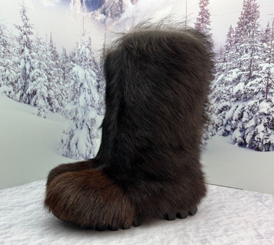 Pre-owned Litvin Brown Goat Fur Boots For Men, Winter Snow Boots, Mukluks, Mongolian Boots