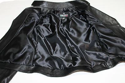 Pre-owned Handmade Italian  Women Lambskin Leather Moto Biker Jacket Slim Fit Black M