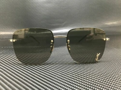 Pre-owned Saint Laurent Sl 312 M 003 Gold Square 58 Mm Women's Sunglasses In Green