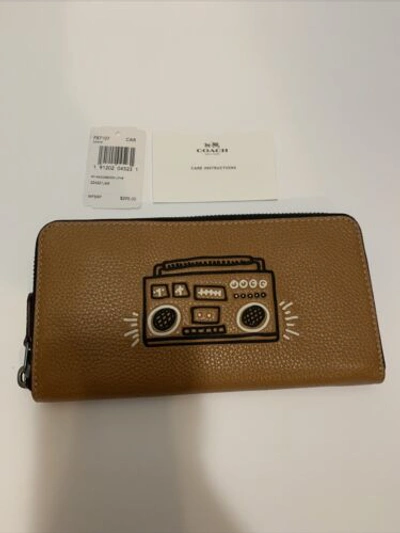 Pre owned Coach Men s Wallet F87107 Caramel Kh Accordion Leather 224221jax In Brown ModeSens