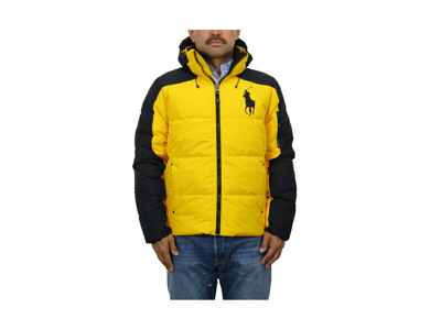 Pre-owned Polo Ralph Lauren Big Pony 2-tone Hooded Down Puffer Jacket Coat - Yellow, Black