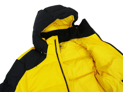 Pre-owned Polo Ralph Lauren Big Pony 2-tone Hooded Down Puffer Jacket Coat - Yellow, Black