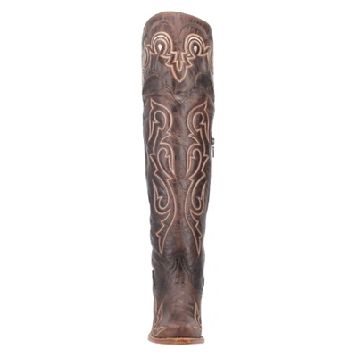 Pre-owned Dan Post ® Ladies Kommotion Chocolate Snip Toe Tall Leather Boot Dp4342 In Brown