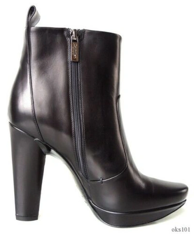 Pre-owned Calvin Klein Collection Black Leather Ankle Boots Italy Giselle Great $795