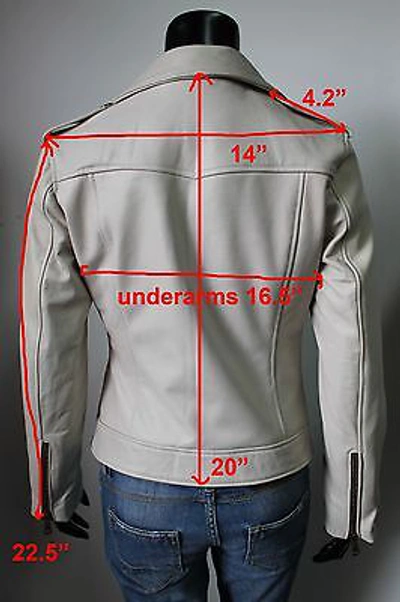 Pre-owned Handmade Italian  Women Leather Biker Jacket Slim Fit Saddle Tan Distressed Xs