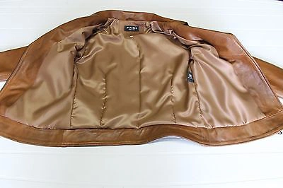 Pre-owned Handmade Italian  Women Leather Biker Jacket Slim Fit Saddle Tan Distressed Xs