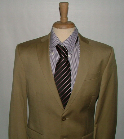 Pre-owned Hickey Freeman Wt $895 Hickey By  Suit Size 40 L 34 X 30 100% Wool Tan 280 In Gray