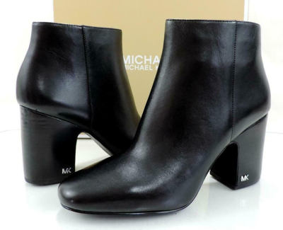 Pre-owned Michael Kors Elaine Leather Bootie Black Ankle Boots Block Heel 40f8elhe5l - 11