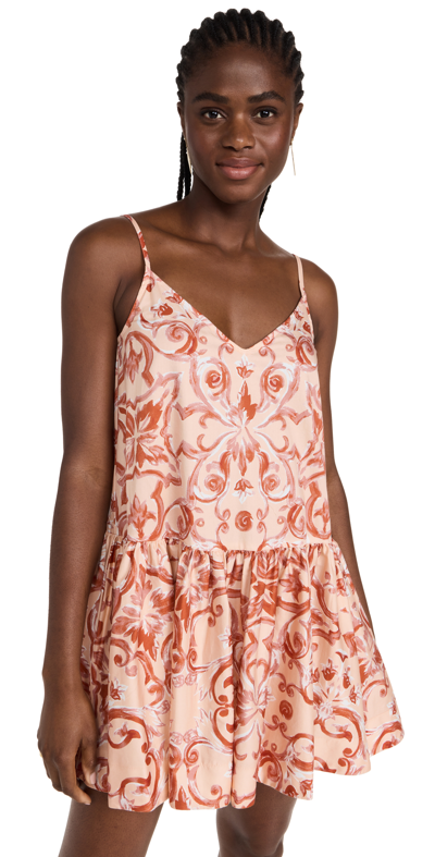 Shop Amur Angela Mini Dress In Apricot Nude Ant Baroque Tile