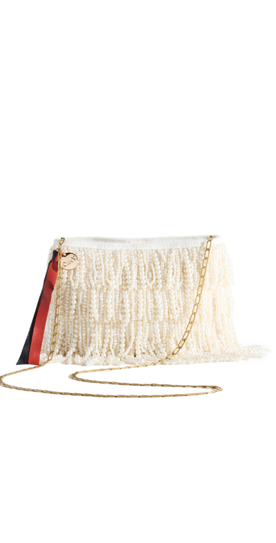 Shop Clare V Estelle Clutch In Waterfall Pearls