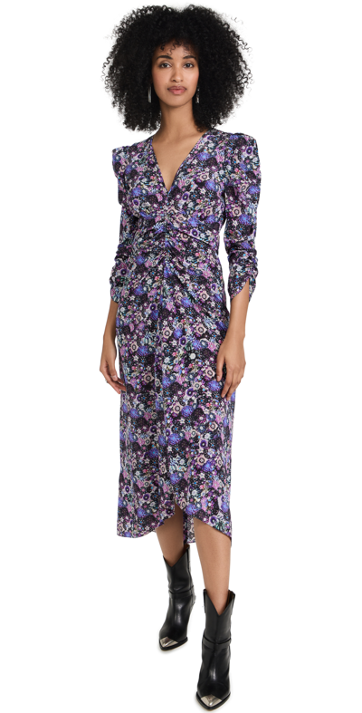 Shop Isabel Marant Albini Floral Dress In Ultra Violet