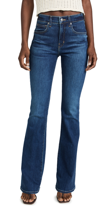 Shop Veronica Beard Jean Beverly High Rise Skinny Flare Jeans Bright Blue