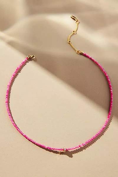 Shop Anthropologie Beaded Semi-precious Stone Necklace In Pink