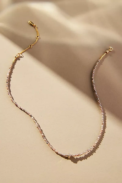 Shop Anthropologie Beaded Semi-precious Stone Necklace In Grey