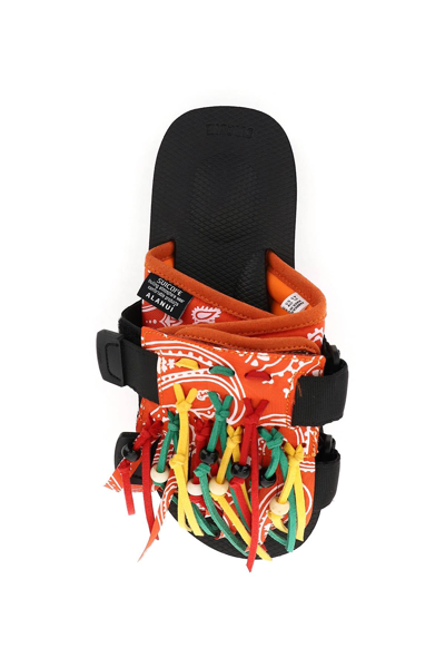 Alanui X Suicoke Fringed Canvas-strap Slides In Multicolor
