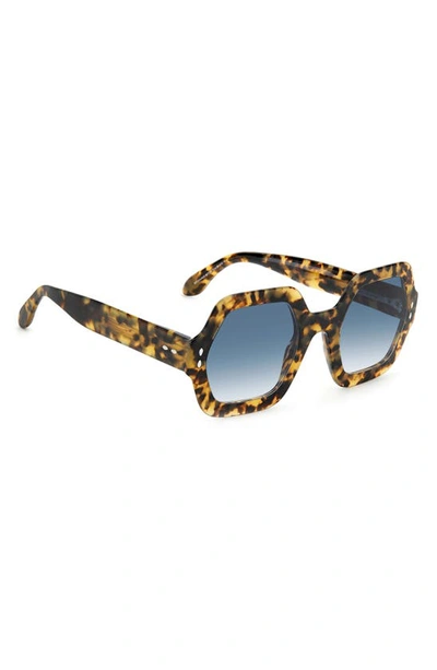 Shop Isabel Marant 52mm Square Sunglasses In Yellow Havana / Blue Shaded
