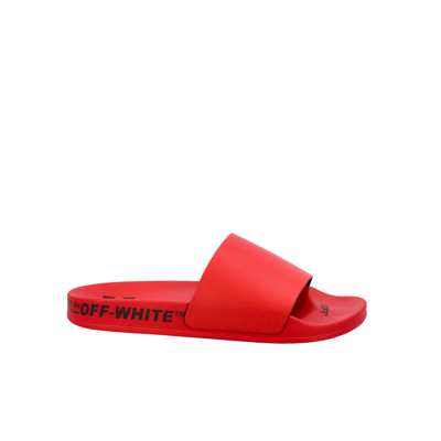 Shop Off-white Industrial Belt Sliders In Rosso