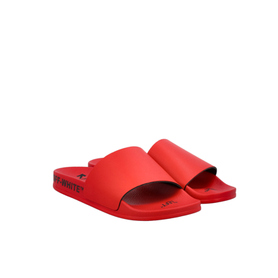 Shop Off-white Industrial Belt Sliders In Rosso
