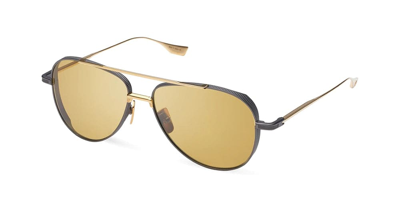 Shop Dita Subsystem - Black Iron / Yellow Gold Sunglasses Sunglasses In Black And Yellow Gold