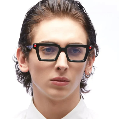 Shop Kuboraum Mask Q2 - Black Shine Eyeglasses Glasses In Black, Red
