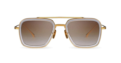 Shop Dita Flight 006 - Clear Crystal - Yellow Gold Sunglasses Sunglasses In Transparent And Yellow Gold