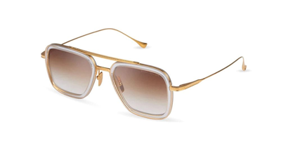 Shop Dita Flight 006 - Clear Crystal - Yellow Gold Sunglasses Sunglasses In Transparent And Yellow Gold