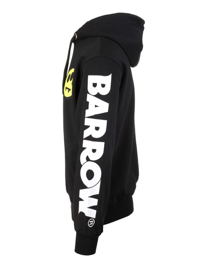 Shop Barrow Unisex Black Hoodie With Screen Printing On Front And Sleeves In Nero