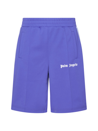 Shop Palm Angels Shorts In Purple White
