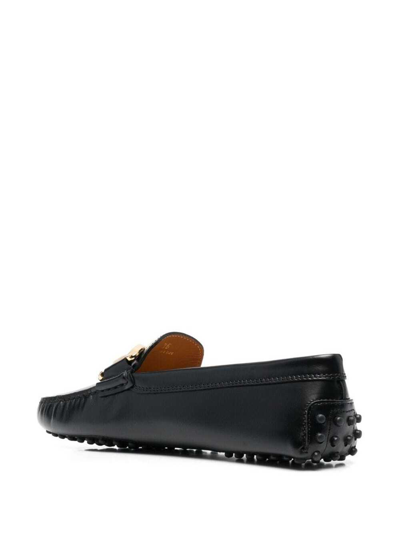 Shop Tod's Kate Black Leather Loafers With Chain Detail Tods Woman