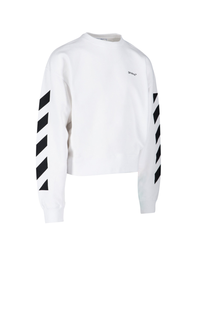 Off-white Diag Helvetica Crewneck Sweatshirt In White | ModeSens