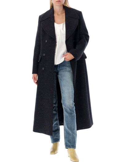Shop Chloé Slim Trench Coat In Anthracite Blue
