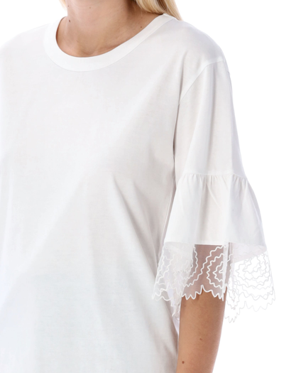 Shop See By Chloé Lace Insert T-shirt In White