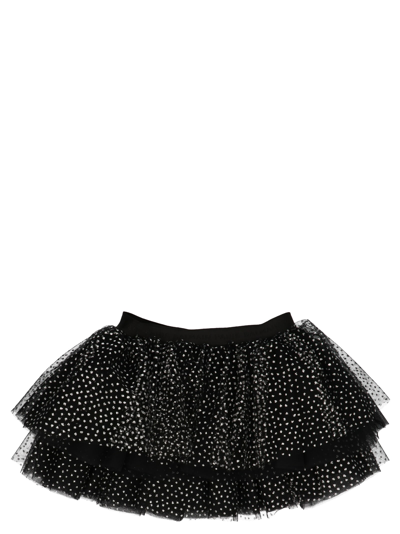 Shop Balmain Glitter Tulle Skirt In Black