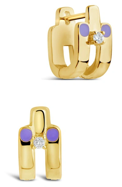 Sterling Forever Zella Cz Huggie Hoop Earrings In Gold