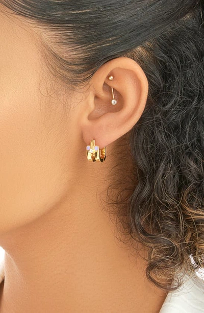 Sterling Forever Zella Cz Huggie Hoop Earrings In Gold