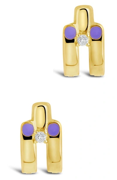 Sterling Forever Zella Cz Huggie Hoop Earrings In Gold