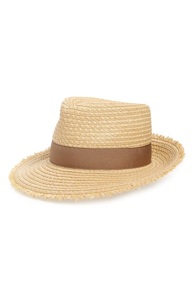 Shop Eric Javits Look Again Packable Fedora In Flax Mix
