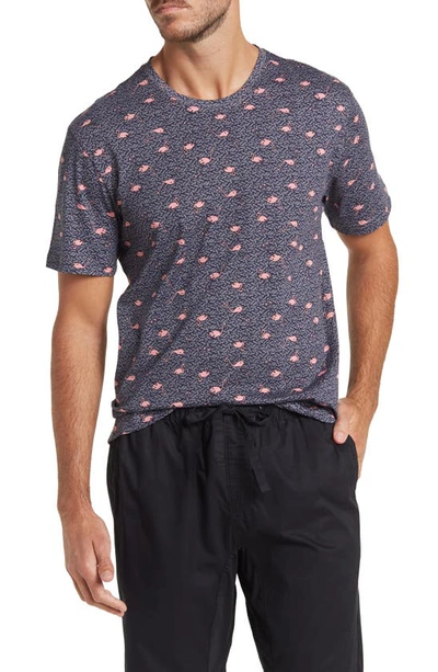 Shop Abound Printed Crew Neck Short Sleeve Shirt In Grey Dark Flamingo