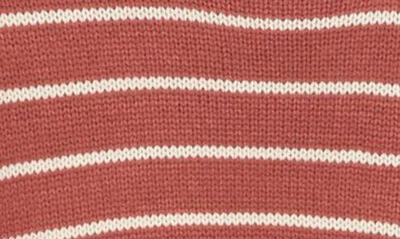 Shop T Tahari Saddle Stripe Long Sleeve Sweater In Dusty Copper/ Cream Stripe
